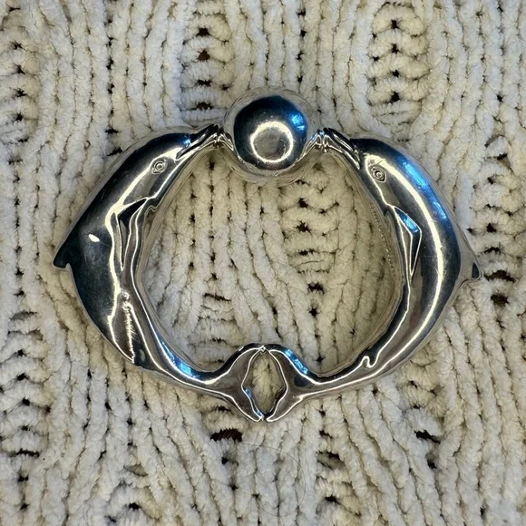 Tiffany & Co. Sterling Silver Dolphin Baby Rattle in Tiffany Pouch